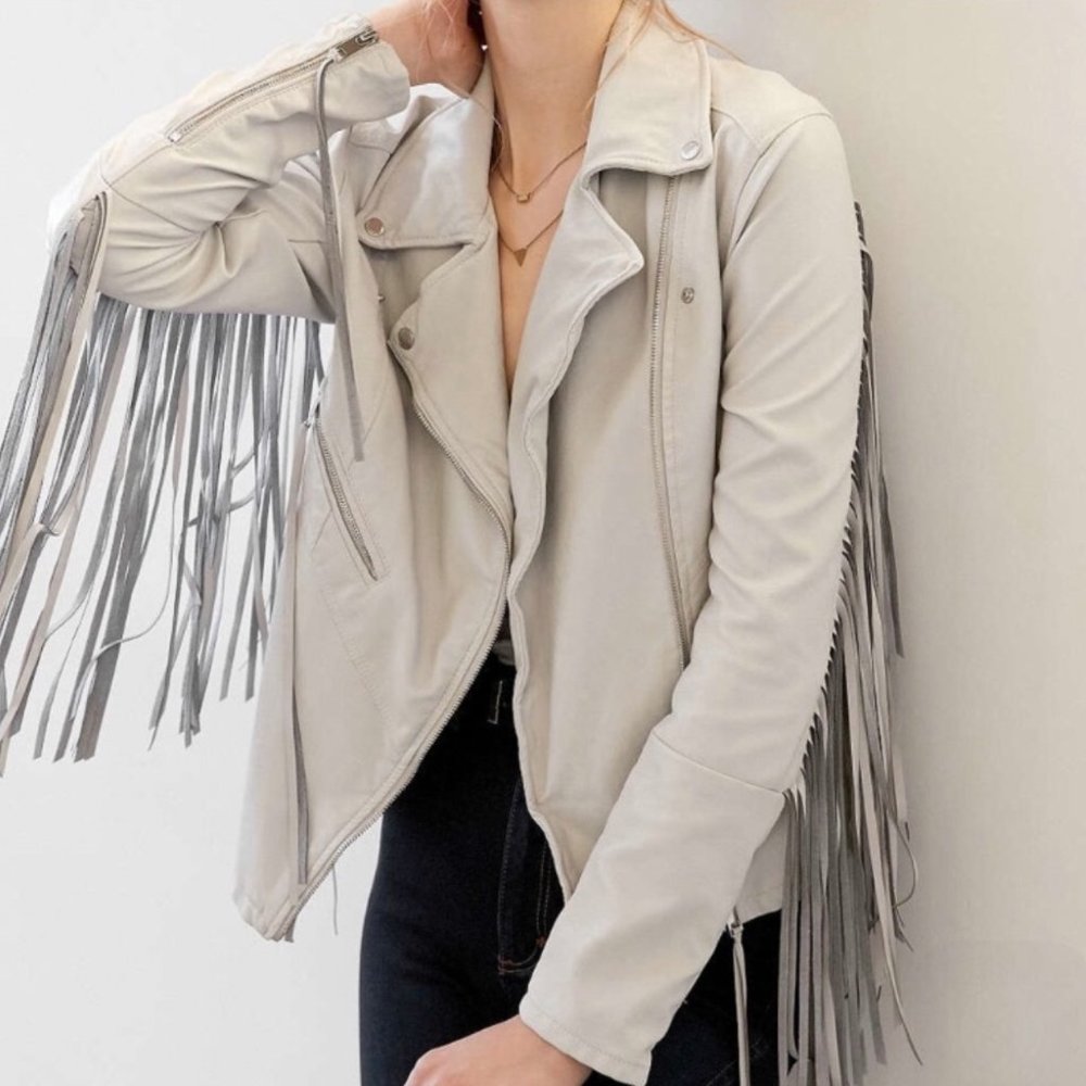 Blank NYC Grey Fringe Jacket